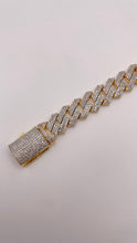 Load image into Gallery viewer, 6.74 CT. Natural Diamonds Zig-Zag Cuban Bracelet In 10 KT Yellow Gold