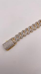 6.74 CT. Natural Diamonds Zig-Zag Cuban Bracelet In 10 KT Yellow Gold