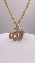 Load image into Gallery viewer, 0.71 CT. Natural Diamond Allah Pendent &amp; Rope Chain Combo In 10 KT Yellow Gold