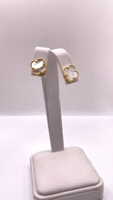 Load image into Gallery viewer, Clover Earrings In 10 KT Yellow Gold With White Mother-Of-Pearl