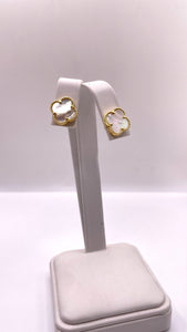 Clover Earrings In 10 KT Yellow Gold With White Mother-Of-Pearl