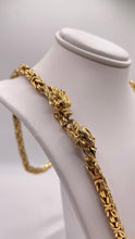 Load image into Gallery viewer, 5.3mm Solid Byzantine Link Chain In 10 KT Yellow Gold Featuring Dragon Lock