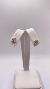6.0mm Princess-Cut Cubic Zirconia Stud Earrings In 10 KT Yellow Gold