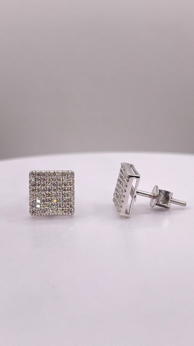 0.34 CT. Natural Diamond Square Shape Stud Earrings In 10 KT White Gold