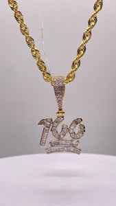 0.69 CT. Natural Diamond 100 Pendent In 10 KT Yellow Gold