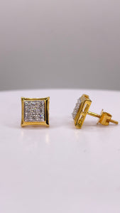 0.32 CT. Natural Diamond Square Shape Stud Earrings In 10 KT Yellow Gold