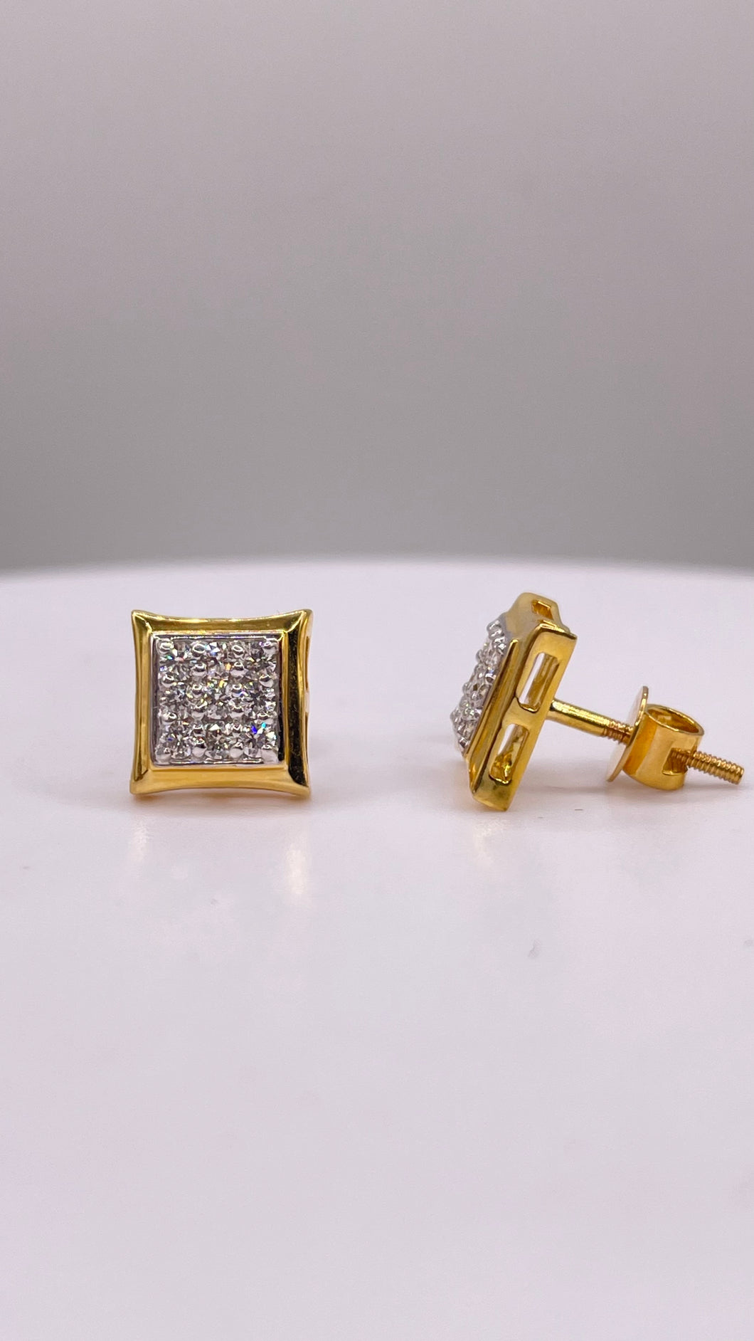 0.32 CT. Natural Diamond Square Shape Stud Earrings In 10 KT Yellow Gold