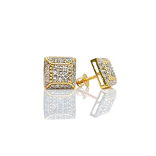 Load image into Gallery viewer, 0.58 CT. Natural Diamond Square Shape Stud Earrings In 10 KT Yellow Gold