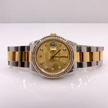 Load image into Gallery viewer, 36mm Two-Tone DateJust Rolex Watch With Champagne Diamond Dial