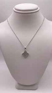 Silver Clover Pendent & Chain With CZ