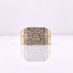 0.62 CT. Natural Diamond Square Shape Men’s Ring In 10 KT Yellow Gold