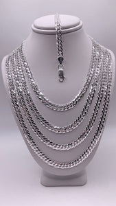 5mm Double Curb Link Chain/Bracelet In Silver