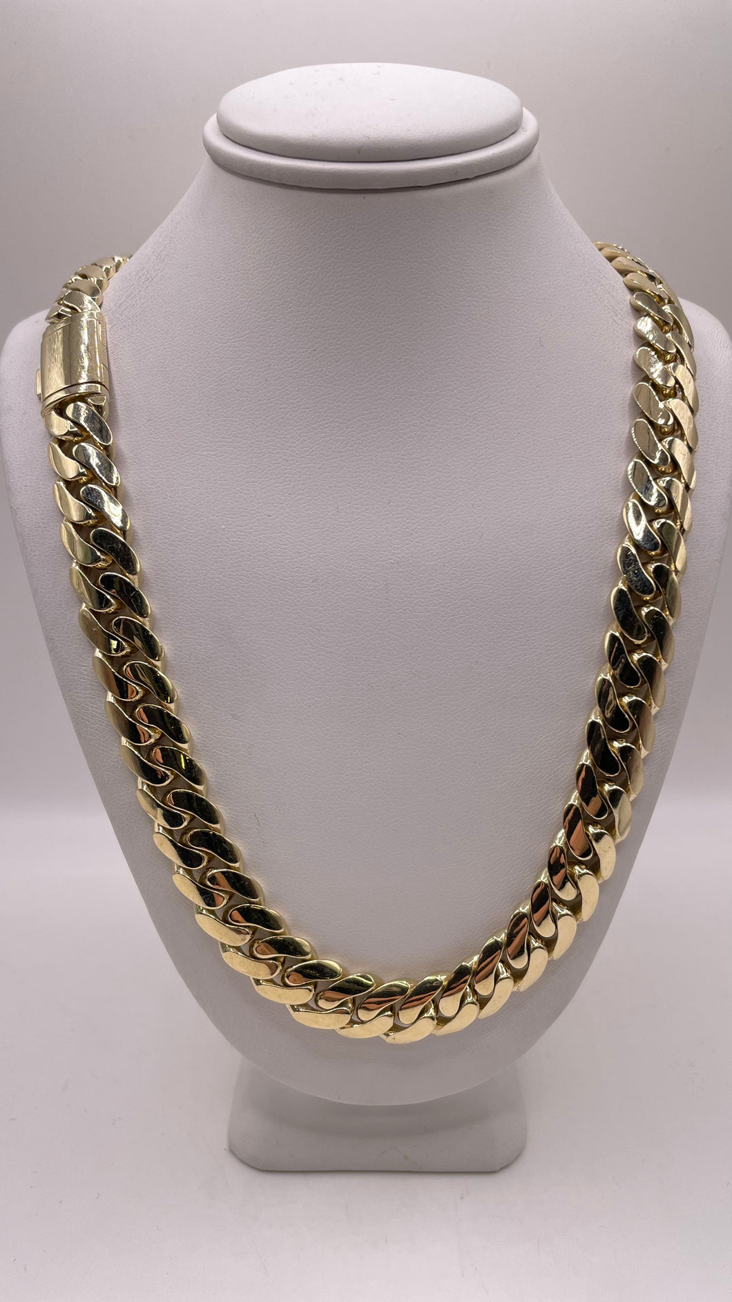 11mm Solid Miami Cuban Link Chain In 10 KT Yellow Gold