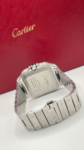Cartier Santos Large Watch With Grey Dial & ADLC Bezel