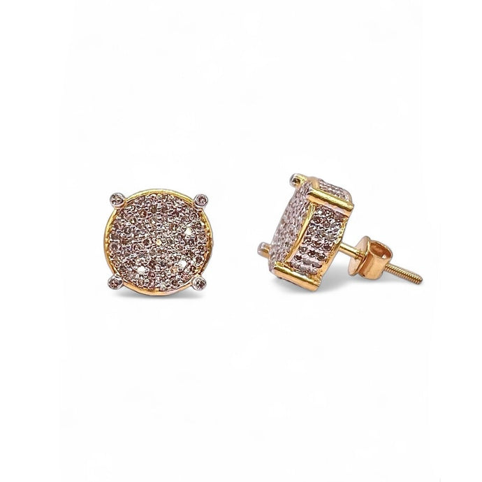 1.05 CT. Natural Diamond Men’s Round Shape Stud Earrings In 10 KT Yellow Gold
