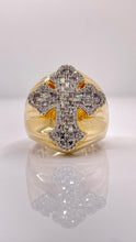 Load image into Gallery viewer, Approx 1.75 CT. Natural Diamond Men’s Cross Ring In 10 KT Yellow Gold