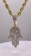 Load image into Gallery viewer, 1.76 CT. Natural Diamond Hamsa Pendent In 10 KT Yellow Gold
