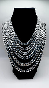 8mm Silver Curb Link Chain
