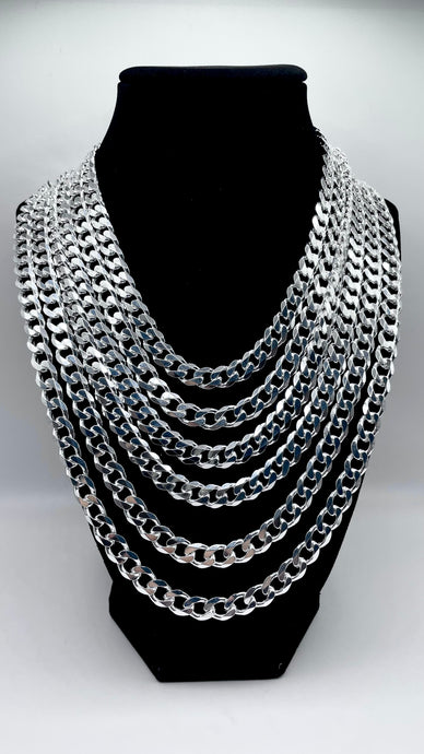 8mm Silver Curb Link Chain