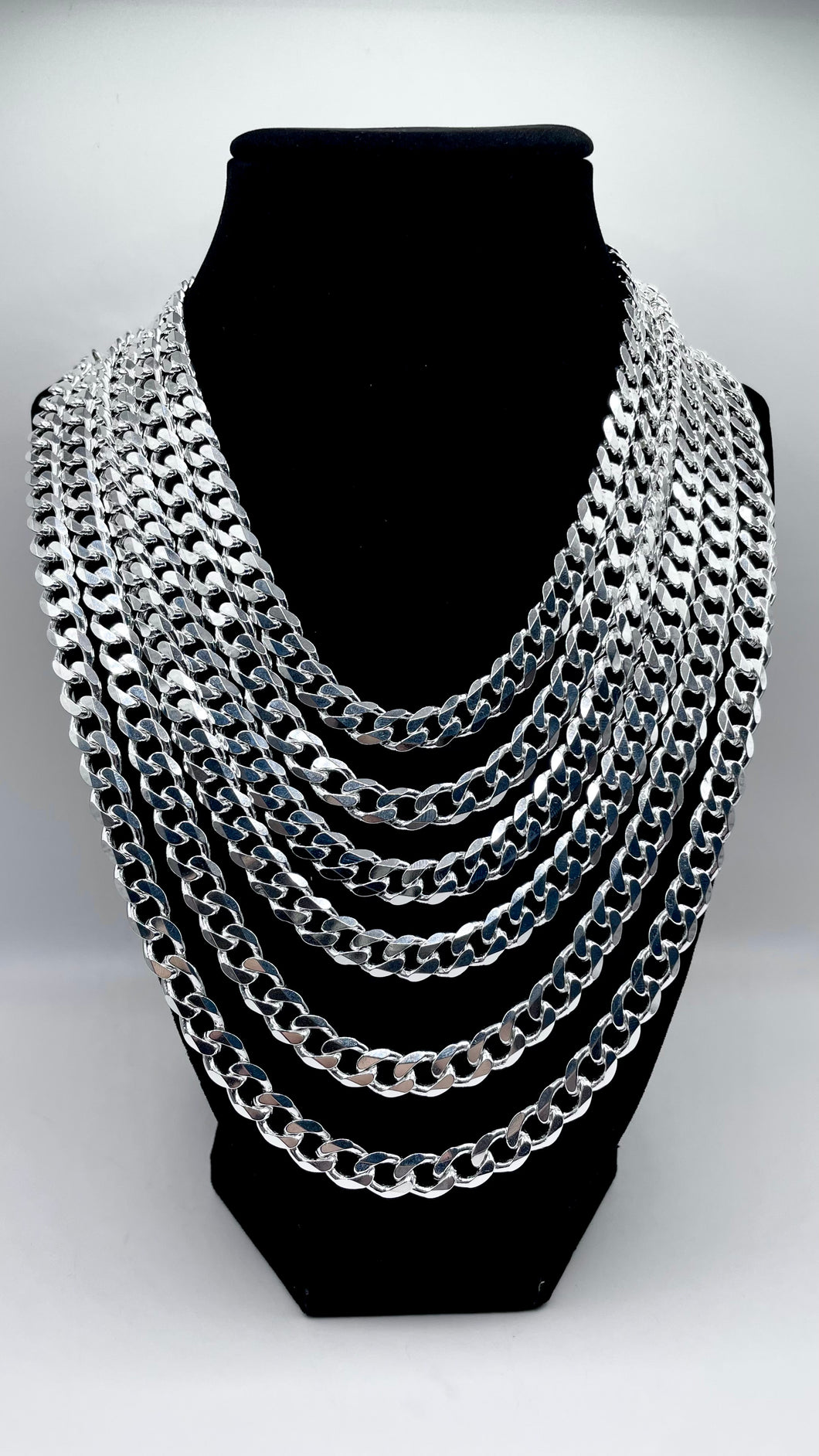 8mm Silver Curb Link Chain