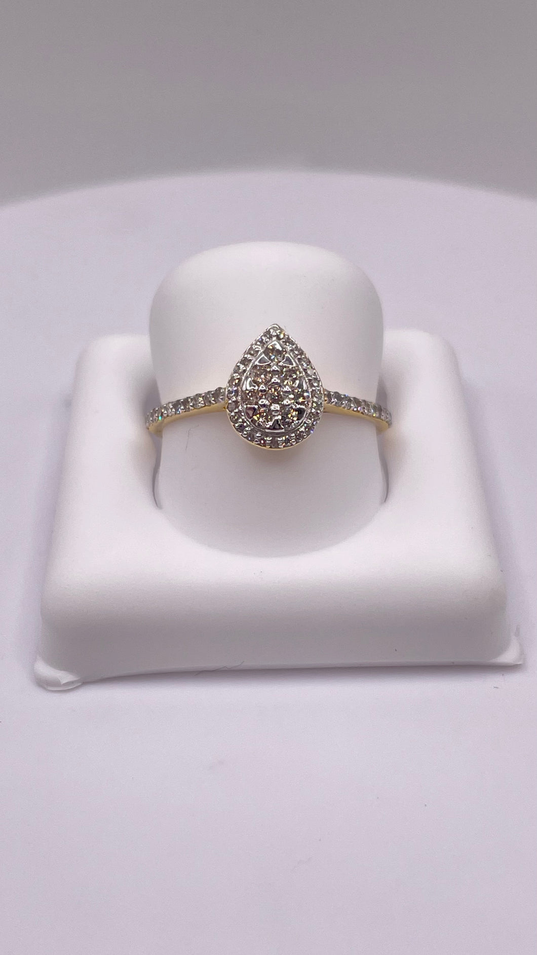 0.29 CT. Natural Diamond Pear Shape Women’s Ring In 10 KT Yellow Gold