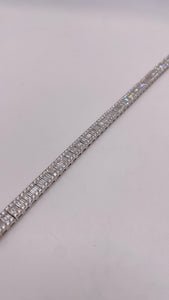 7.50 CT. Natural Baguette & Round Diamond Bracelet In 18 KT White Gold