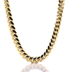 9mm Solid Miami Cuban Chain/Bracelet With Box Lock In 10 KT Yellow Gold