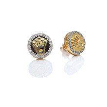 Load image into Gallery viewer, 0.34 CT. Natural Diamond Crown Design Stud Earrings In 10 KT Yellow Gold