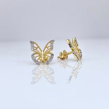 Load image into Gallery viewer, 0.20 CT. T.D.W Natural Diamond Butterfly Stud Earrings In 10 KT Yellow Gold