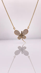 Butterfly Pendent In 10 KT Yellow Gold With CZ