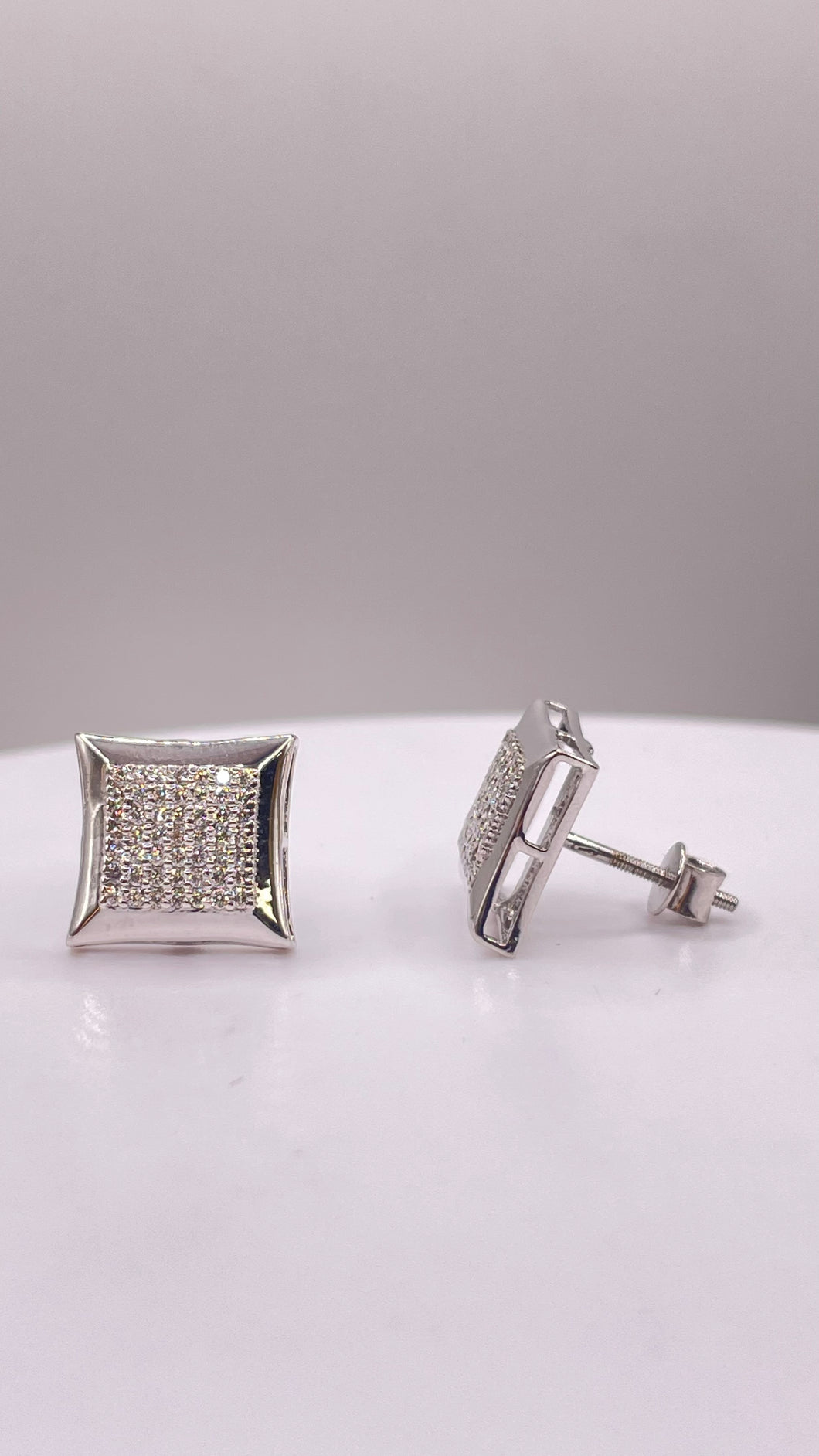 0.35 CT. Natural Diamond Square Shape Stud Earrings In 10 KT White Gold