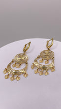 Load image into Gallery viewer, 14 KT Yellow Gold Hanging Earrings With Star &amp; Heart Design