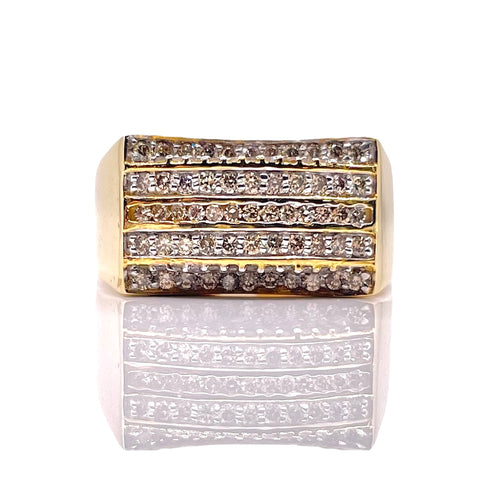 0.88 CT. Natural Diamond Men’s Ring In 10 KT Yellow Gold