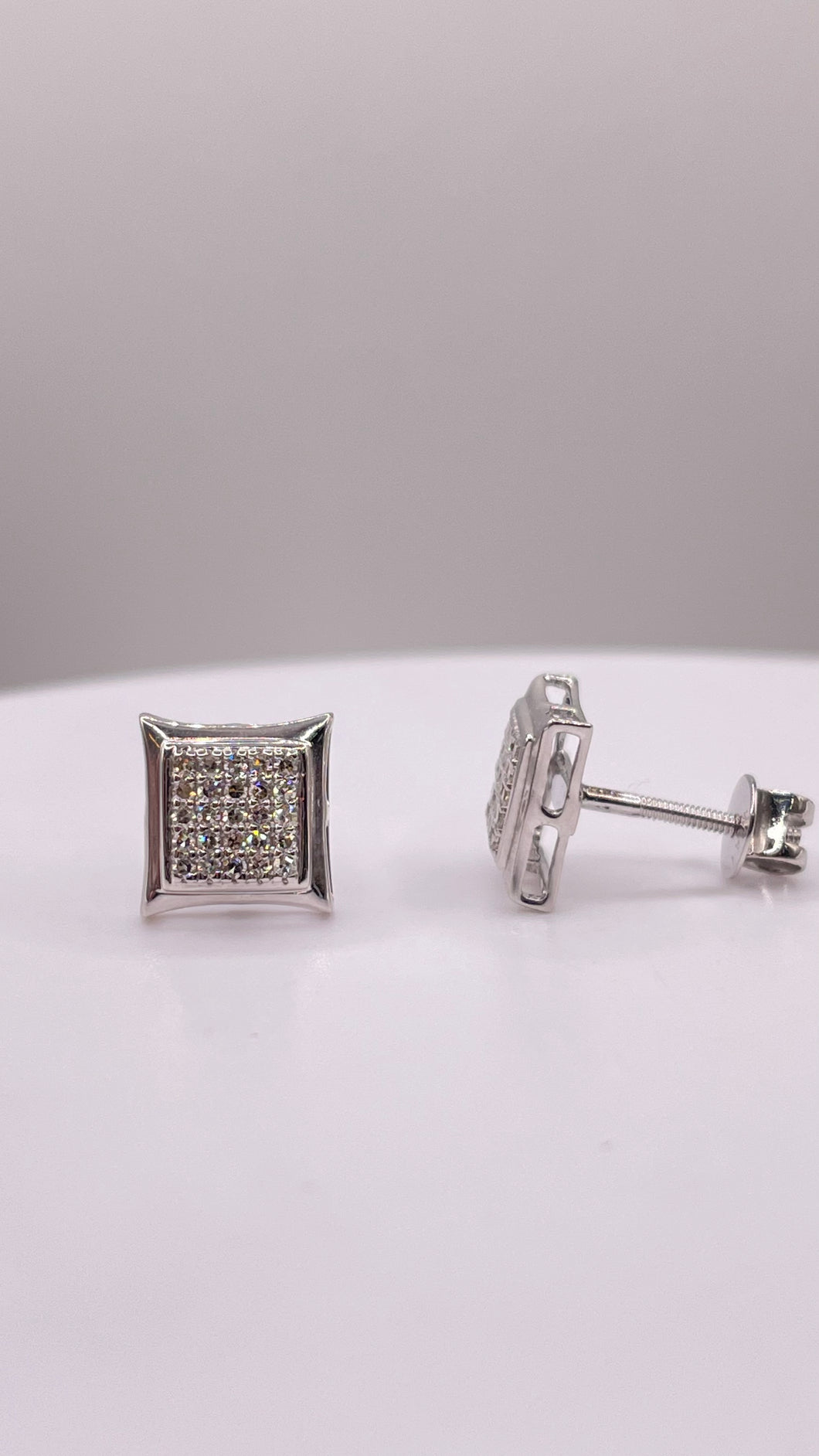 0.19 CT. Natural Diamond Square Shape Stud Earrings In 10 KT White Gold