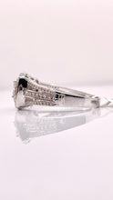 Load image into Gallery viewer, 0.89 CT. Natural Diamond Quad Princess-Cut Double Halo Engagement Ring In 10 KT White Gold