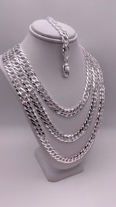 8mm Double Curb Link Chain/Bracelet In Silver