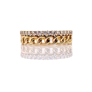 Women’s Dainty Cuban Link Ring In 10 KT Yellow Gold With CZ