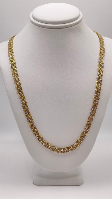 5.8mm Two-Tone Diamond-Cut Unique Necklace In 18 KT Yellow & White Gold