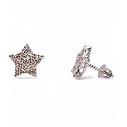 0.37 CT. Natural Diamond Star Shape Stud Earrings In 10 KT White Gold