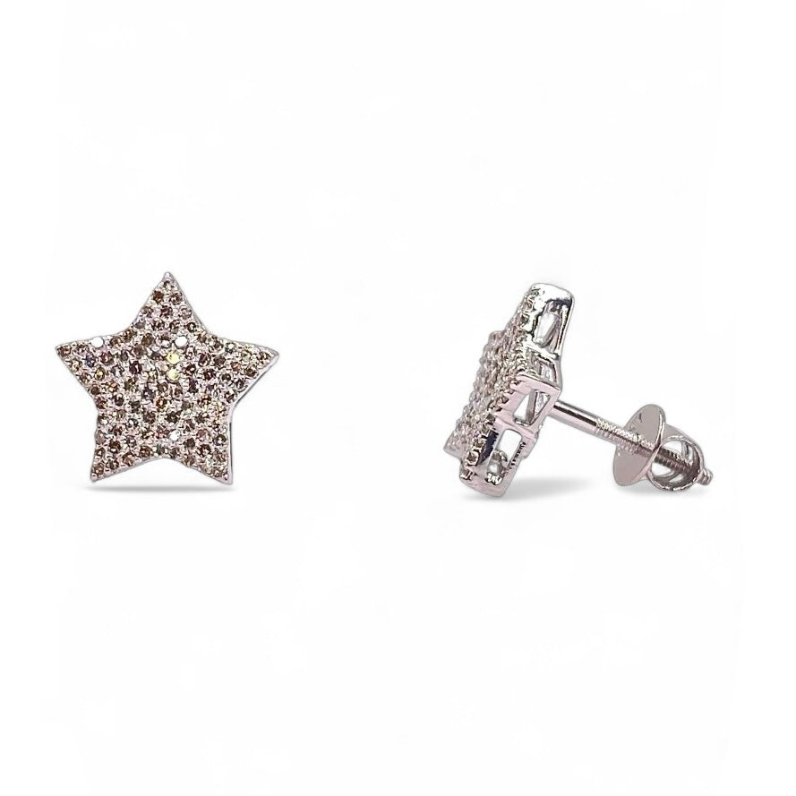 0.37 CT. Natural Diamond Star Shape Stud Earrings In 10 KT White Gold