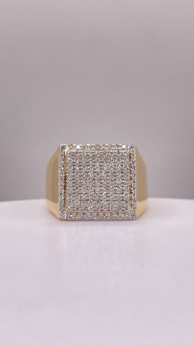 0.57 CT. Natural Diamond Square Shape Men’s Ring In 10 KT Yellow Gold