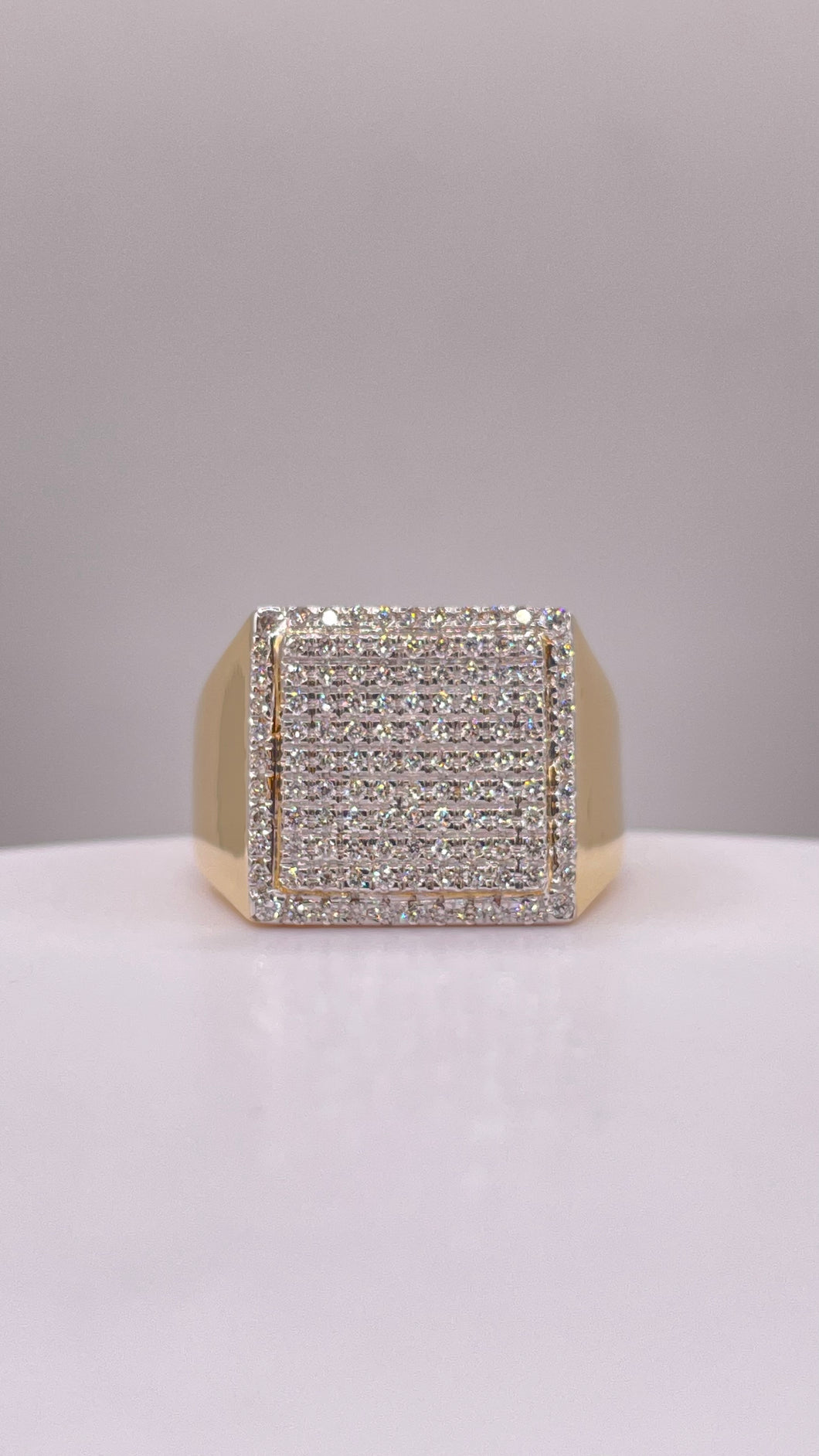 0.57 CT. Natural Diamond Square Shape Men’s Ring In 10 KT Yellow Gold