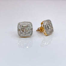 Load image into Gallery viewer, 0.61 CT. Natural Diamond Square Shape Stud Earring In 10 KT Yellow Gold