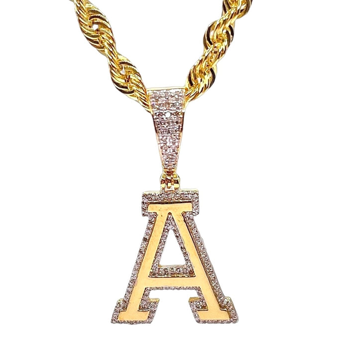 0.34 CT. Natural Diamond Initial A Pendent In 10 KT Yellow Gold