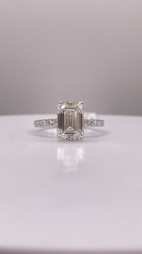 3.43 CT. T.W Emerald-Cut Certified Lab Created Diamond Engagement Ring In 14 KT White Gold