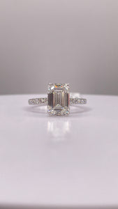 3.43 CT. T.W Emerald-Cut Certified Lab Created Diamond Engagement Ring