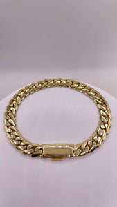 9mm Solid Miami Cuban Link Chain/Bracelet In 10 KT Yellow Gold
