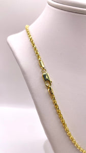 2.6mm Semi-Solid Rope Chain/Bracelet In 10 KT Yellow Gold