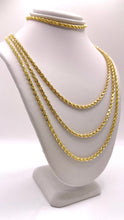 Load image into Gallery viewer, 2.6mm Semi-Solid Rope Chain/Bracelet In 10 KT Yellow Gold