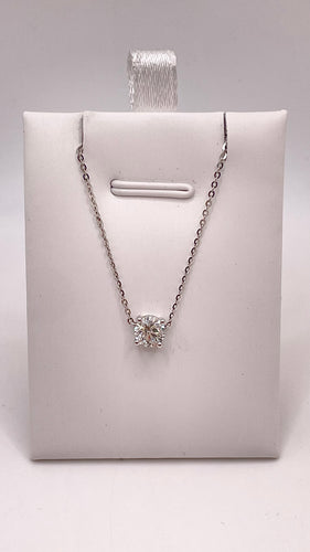 Approx 0.50 CT. Natural Diamond Solitaire Four Prong Necklace In 18 KT White Gold